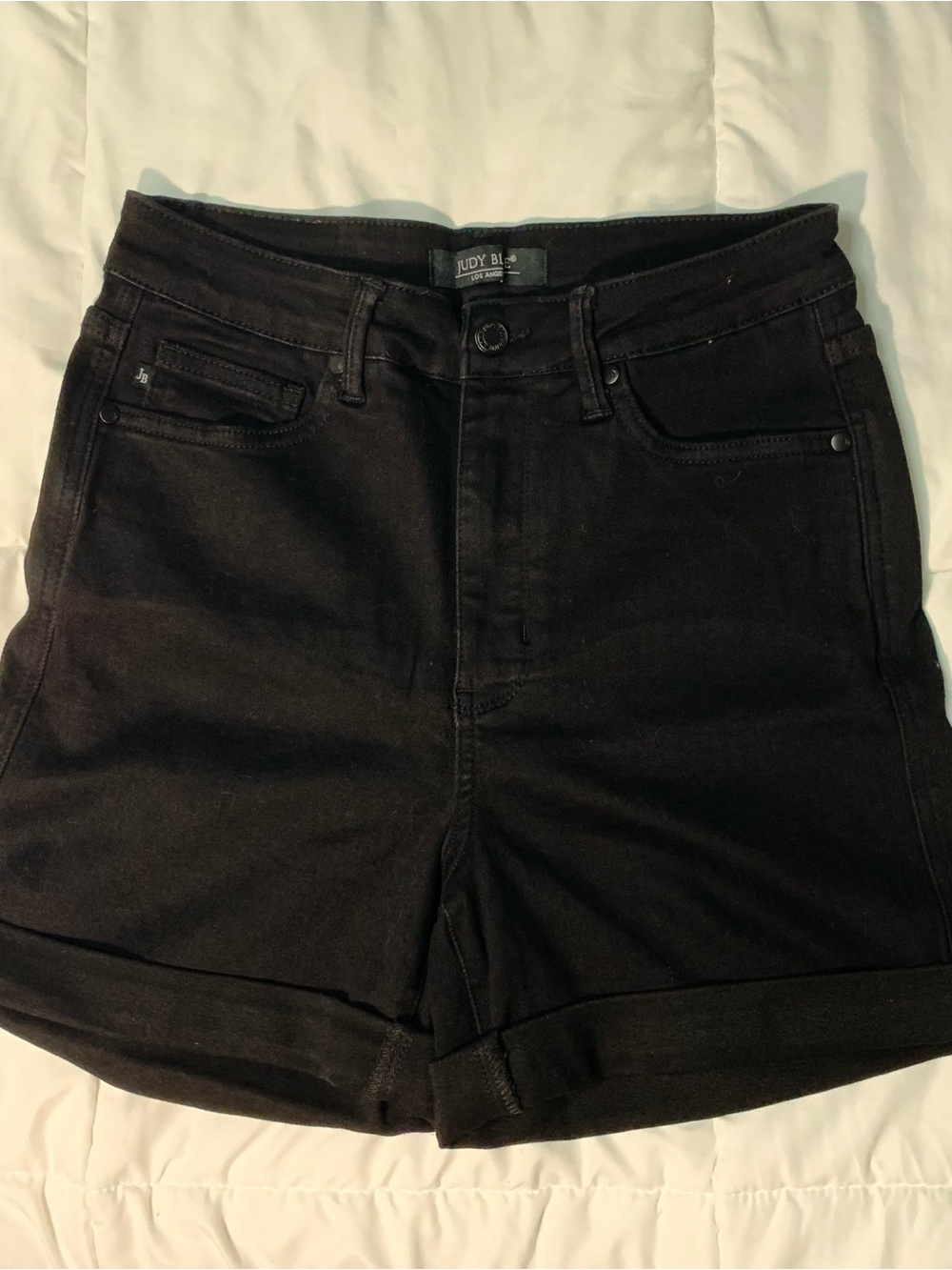 Judy Blue High Waist Black Cuffed Denim Shorts - Size L
